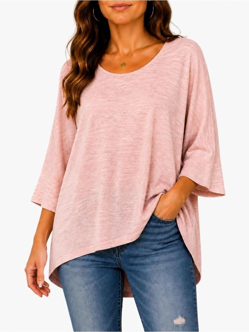 Market & Spruce Blush Pink Scoop Neck Tunic Top
